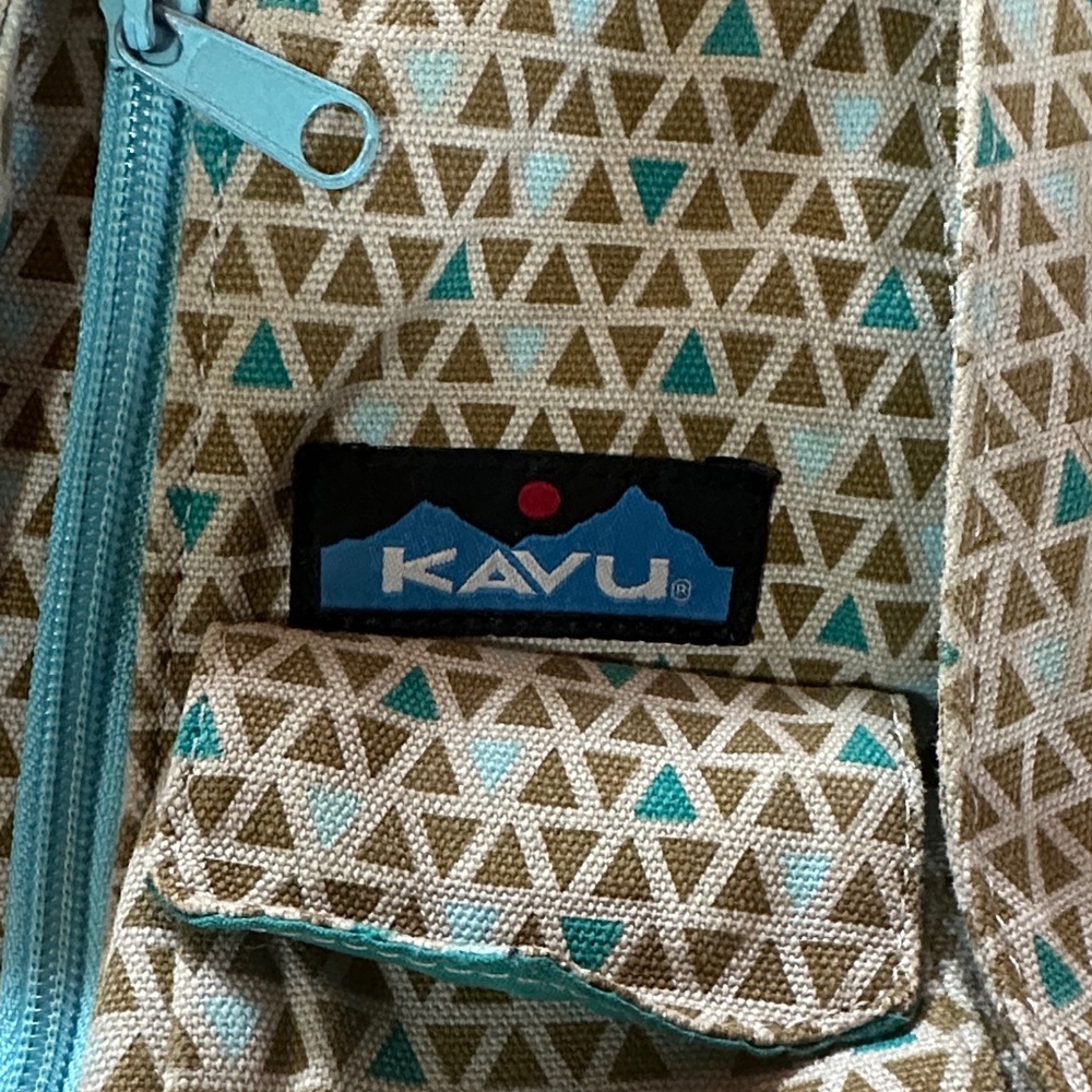 Kavu Triangular Pattern Sling Bag with Blue Accents